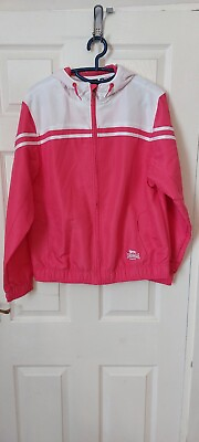 #ad Lonsdale Womams Windbreaker Jacket Size 16 New Pink White Light Breathable GBP 12.99