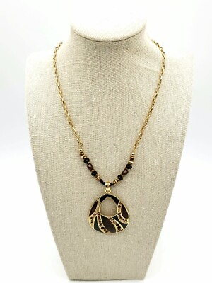 #ad KC Necklace Gold Tone Bead Gemstone Elegant Fashion Jewelry Chain Pendant 17quot; $24.97