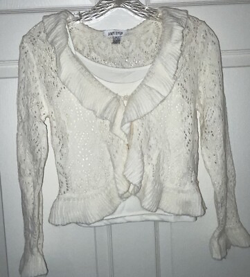#ad A.. Byer Creamy Ivory 2 Pc Sweater Cardigan And Cami Girls Size Large New $15.00