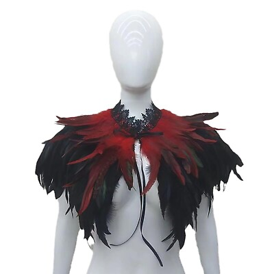 #ad Unisex Feathers Cape Self Tie Feather Shawl Elegant Lace Collar Festival $10.22