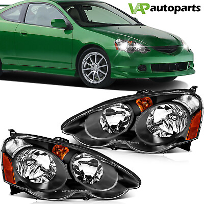 #ad Headlight Assembly Set for Acura RSX 2002 2004 Replacement Pair Black Housing $82.39