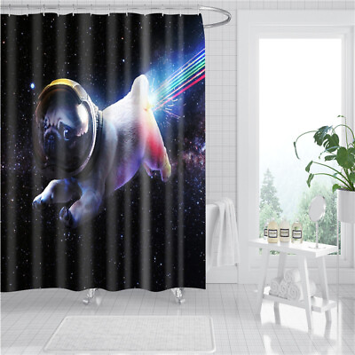 #ad 3D Space Pet Pug Dog Puppy Starry Animal Bathroom Multiple Sizes Shower Curtains AU $25.71