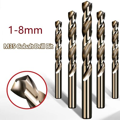 #ad 5pcs 1mm 8mm Cobalt HSS Drill Bit M35 For Stainless Steel Drilling Metalworking $20.87