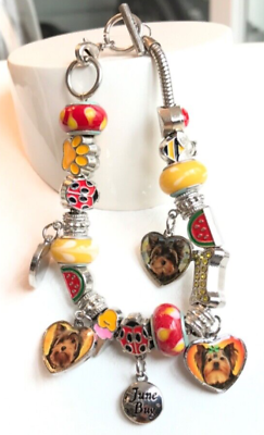 #ad Willabee amp; Ward Yorkie Dog Lover Charm Bracelet June Summer “Mint” 8” $29.99