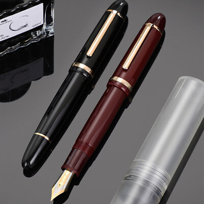 #ad JinHao X159 Acrylic Black Fountain Pen Metal Gold Clip 0.5mm F Nib Ink Pen NEW $11.54