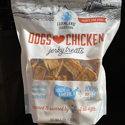 #ad Farmland Traditions Dogs Love Chicken Premium Jerky Treats for Dogs 3 lb. Bag $40.00