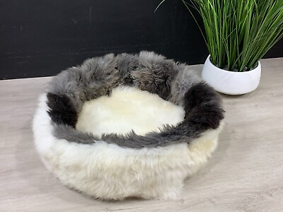 #ad Round Sheepskin Pet Bed Organic Wool Gift for Pets Dog Cat $129.95