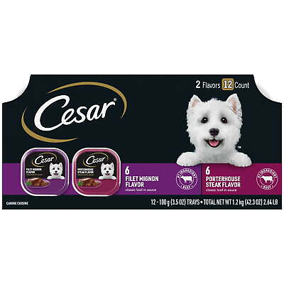#ad Cesar Classic Loaf in Sauce Wet Dog Food Variety Pack 3.5 Oz Trays 12 Pack $19.73
