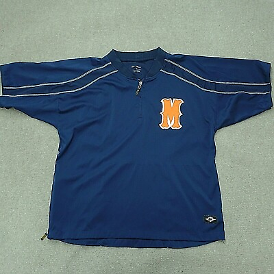 #ad Easton Sports Pullover Jacket Men Size XL Navy Blue Orange M Logo Short Sleeve $11.97