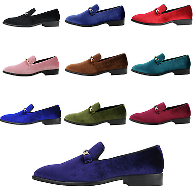 #ad Amali Velvet Tuxedo Shoes Mens Formal Fashion Slip On Loafers 9 Colors Avail. $49.99