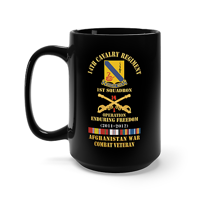 #ad Black Mug 15oz 14th Cavalry Regiment w Cav Br 1st Squadron OEF 2011 2012 $24.95