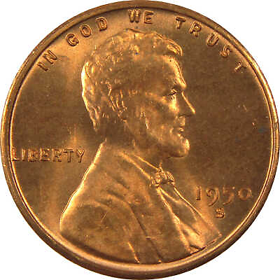 #ad 1950 S Lincoln Wheat Cent BU Uncirculated Penny 1c Coin $6.49