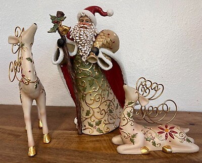 #ad Set of 3 Christmas decor Santa Claus with 2 reindeers A1223 $164.00