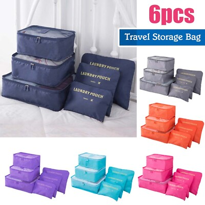#ad 6Pcs Set Travel Storage Bag for Clothes Luggage Packing Cube Organizer Suitcase $12.76