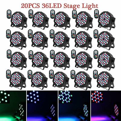 #ad 20Pack RGB 36 LED Stage Lighting PAR Light DMX Beam Bar Party DJ Disco Lights $26.99