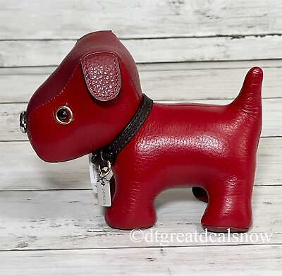 NEW CF585 Coach Dog Puppy Paperweight Leather Red $127.99