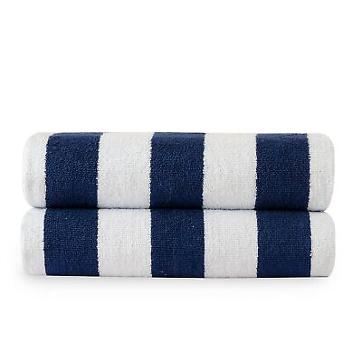 #ad 100% Cotton Beach Towel 2 Pack Beach Towels Oversized Cabana Stripe Large ... $32.18