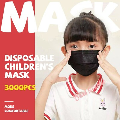 #ad 3000 PCs For KIDS Children Disposable Face Mask Protective Black Mouth Cover $199.97