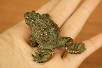 #ad old bronze hand casting fortune frog statue netsuke jin chan tea pet tray deco $19.99