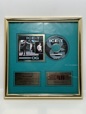 #ad DJ Alladin Rapper Ice T Original Gangster 50K Gold Record Award Plaque Hip Hop $225.00