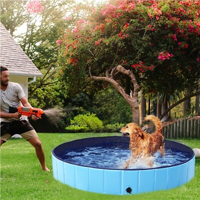 Foldable Dog Bath Swimming Pool Hard Plastic Dog Pools Outdoor M L XL XXL Used $14.99