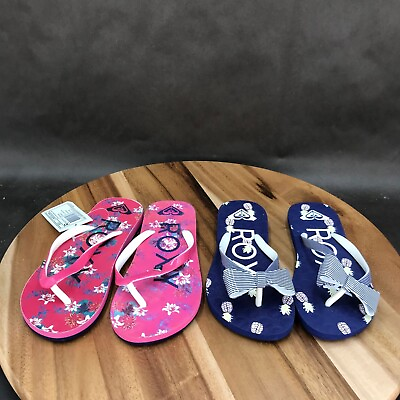 #ad Roxy Multicolor Flip Flops Slip On Sandals 2 Pack Little Girls Size 1 $7.38