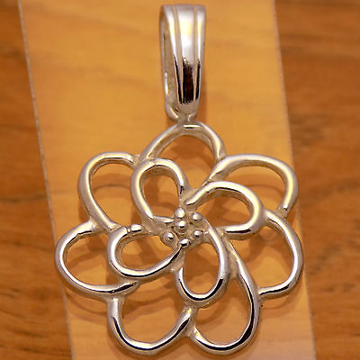 #ad Charming Solid 925 Sterling Silver Lovely Flower Leaf Impressive Design Pendant $15.32