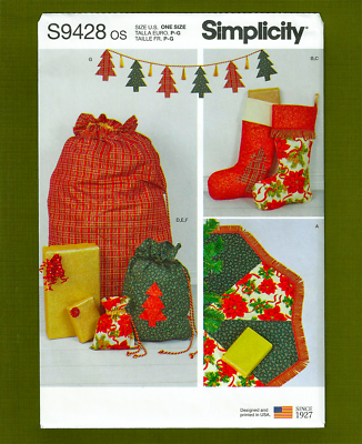 #ad Christmas Assortment Sewing Pattern Stockings Bags Tree Skirt Simplicity 9428 $9.85