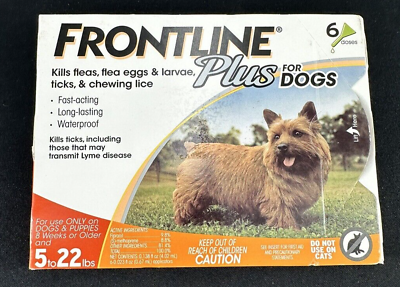 #ad Frontline Plus Flea and Tick Control for Dogs 8 weeks or older 5 22lbs 6Doses $41.99