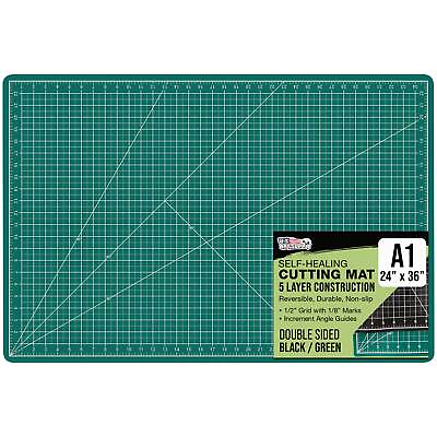 #ad 24quot; x 36quot; GREEN BLACK Self Healing 5 Ply Double Sided Durable Cutting Mat $42.99