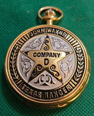 #ad Franklin Mint John Wayne Texas Ranger Pocket Watch $25.00