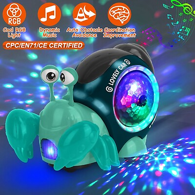 #ad Electric Crawling Snail Baby Toy Kids Infant Interactive Toy amp; Music RGB Lights $11.63