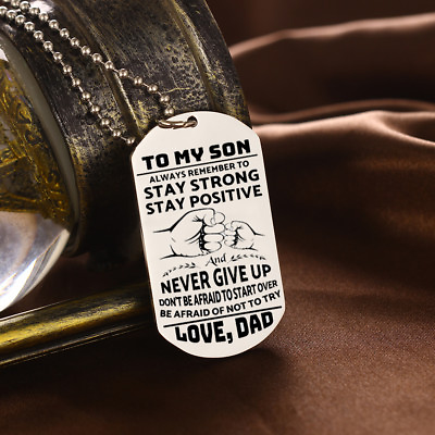 #ad To My Son Remember Love Dad Dog Tags Necklace Birthday Gift Military Graduation $14.95