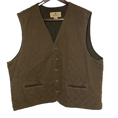 #ad Woolrich Men#x27;s Eagle Fork Quilted Cotton Vest Brown Sz 2XL $33.71
