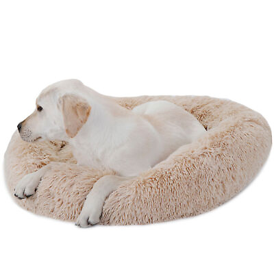 Round Fur Dog Beds Pet Bed Faux Fur Cuddler Soft Calming Bed for Dogs Cats Cozy $29.58