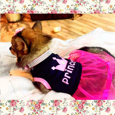 #ad Dog Cat Dress Tutu Skirt Girl Shirt Clothes Outfit for Chihuahua Yorkie Maltese $8.54
