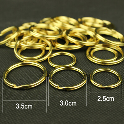 #ad Solid Brass Key Ring Split Rings Round Wire Keyring 15mm 35mm Double Loop $3.49