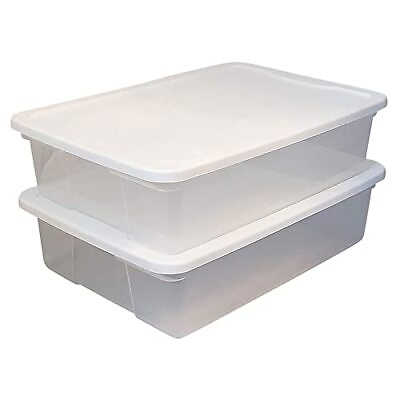 #ad 28 Quart Stackable Storage Bins Organizer Containers with Snap Lids and Handl... $50.95