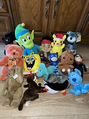 #ad Lot of 16 plush toys stuffed animals random Characters Huge $19.00