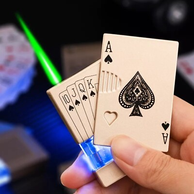 #ad Windproof playing card lighter with function led light GBP 14.99