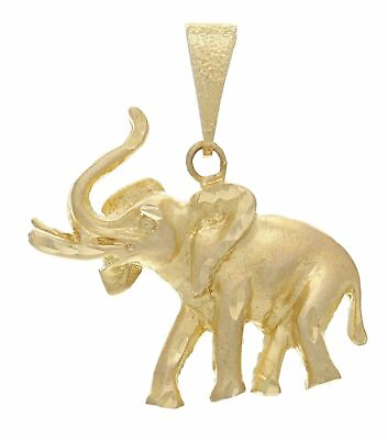 #ad 14k Yellow Gold Elephant Charm Pendant High Polish Lucky Elephant 7 grams $411.71