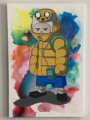 #ad Lil Finn Adventure Time Cartoon Network Painting On 36”x24”x1.5 Canvas Abstract $500.00