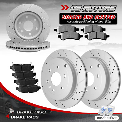 #ad For Buick Enclave GMC Acadia Outlook Front Rear Drilled Brake Rotors Brake Pads $202.76