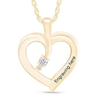 #ad Personalized Engravable Heart Shape Custom Made Name 14K Gold On Sterling 18quot; $161.52