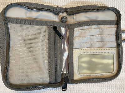 #ad Eddie Bauer Crossbody Wallet purse zip Lightweight Nylon travel grey print $15.00