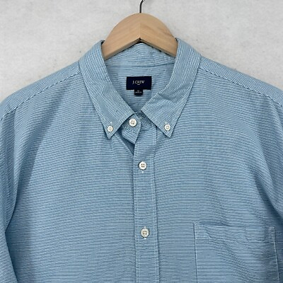 #ad J.CREW Shirt Mens XL Micro Stripe Striped Button Down Long Sleeve Blue $6.00