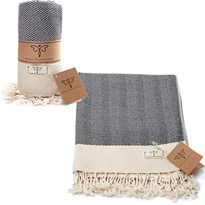 #ad 50 x 60 inches Large Throw Blanket Herringbone Series 100% Oeko Tex Cotton... $36.09