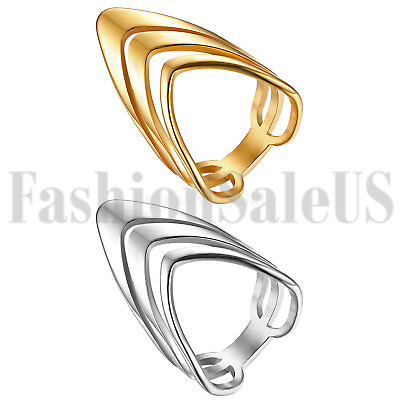 #ad Fashion Stainless Steel Glossy Multi Layer quot;Vquot; Shaped Women Ladies Ring Size 6 9 $8.99