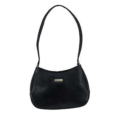 #ad Liz Claiborne Baguette Shoulder Bag Purse Handbag Black Leather VTG 2000#x27;s Y2K $14.96