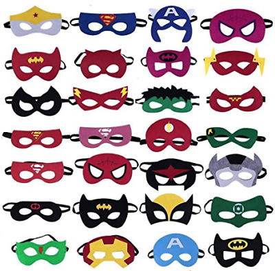 #ad 28 Piece Superheroes Masks Felt Mask Birthday Party Supplies Halloween FREE SHIP $14.99